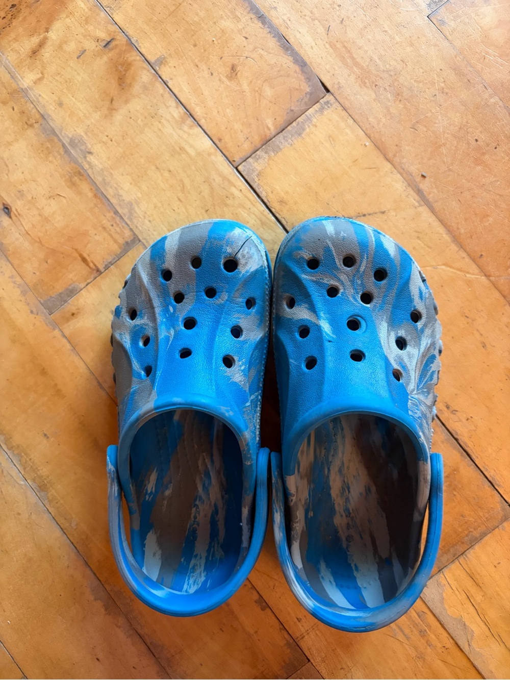 CROCS Blue and Gray Tie-Dye Classic Clog for Kids